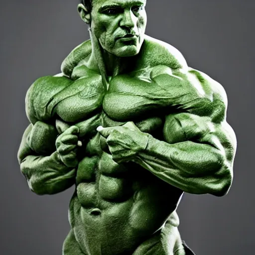 Image similar to Sculpture of a bodybuilder made entirely from fresh broccoli, by Antoni Gaudi, studio lighting