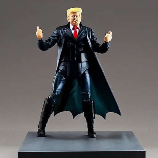 Prompt: action figure of Trump as Batman by Hasbro