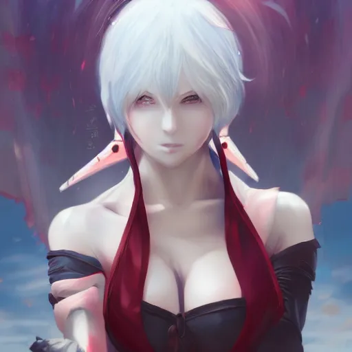 Image similar to beautiful anime art of Mary from devil may cry by WLOP, rossdraws, Logan Cure, Mingchen Shen, BangkuART, sakimichan, yan gisuka, JeonSeok Lee, zeronis, Chengwei Pan on artstation