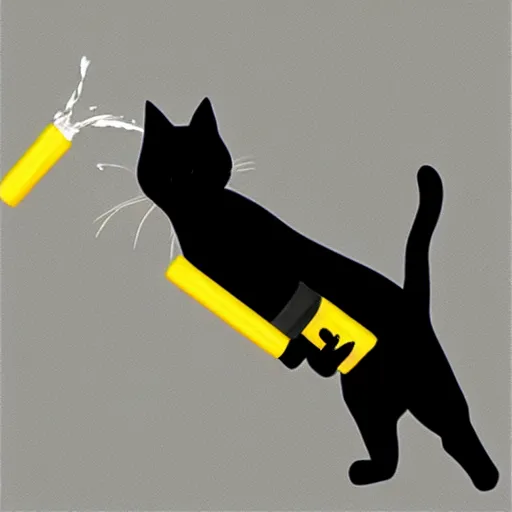Image similar to “A black cat, yellow eyes, holding a gun, 8K, hyper realistic”