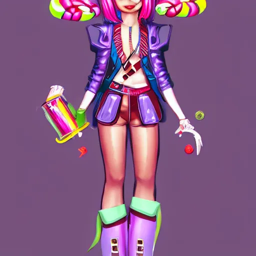 Prompt: candypunk character design, high quality, trending on artstation