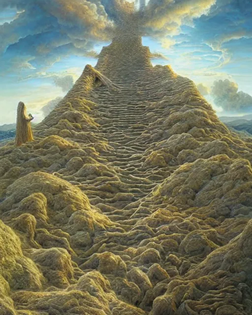 Image similar to Stairway to heaven by Tomasz Alen Kopera and salvator Dali and greg rutkowski, impressive perspective, I can't believe how detailled this is, masterpiece