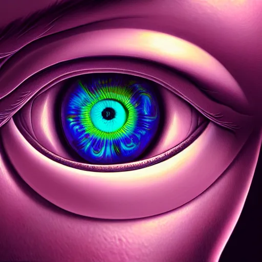 Prompt: An extremely psychedelic portrait of an eye, surreal, LSD, face, detailed, intricate, elegant, lithe, highly detailed, digital painting, artstation, concept art, smooth, sharp focus, illustration