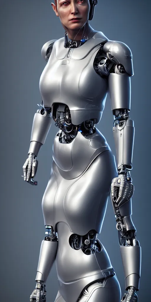 Prompt: hyper realistic symbiosis, kim kadarshian as female cyborg, glossy material surface, body armour, octane render, 4 k, volumtric lights