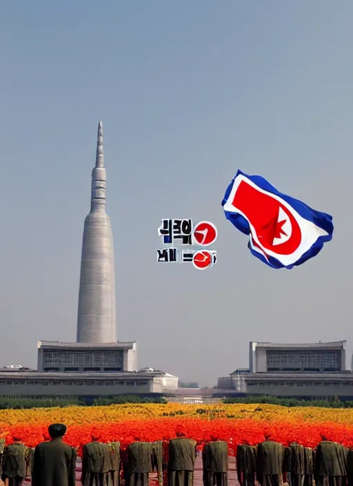 Image similar to north korea is the best country where the sun always shines on juche and kim jong - un leads the korean people into a bright communist future bosch - inspired