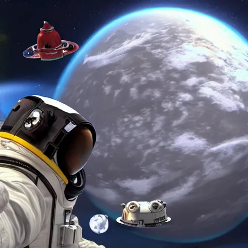 Prompt: corgi astronaut piloting a spaceship through the stars, unreal engine, detailed, smooth