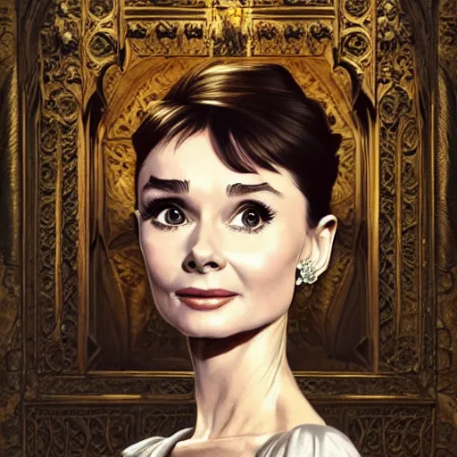 Image similar to audrey hepburn in an epic victorian novel, inside castle, intricate, elegant, highly detailed, digital painting, artstation, matte, illustration, art by artgerm, greg rutkowski, loish, rhads, ferdinand knab, makoto shinkai, lois van baarle, ilya kuvshinov, rossdraws, tom bagshaw