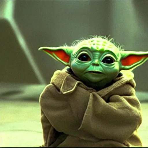 Prompt: Baby yoda pilots a spaceship, people on earth mistaken think it’s a UAP, movie still promotion, imax