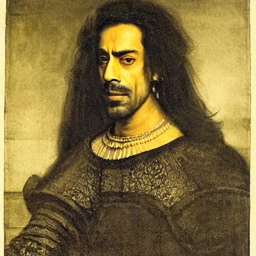 Prompt: portrait of arjun rampal by rembrandt