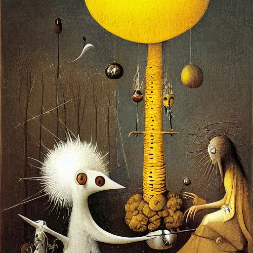 Image similar to samorost by hieronymus bosch