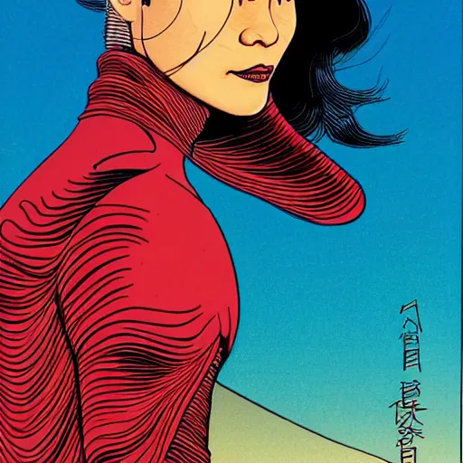 Image similar to lucy liu retro minimalist portrait moebius starwatcher comic by jean giraud, 8 k