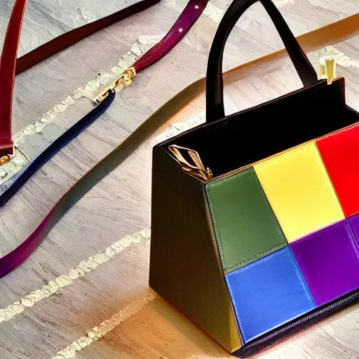 Image similar to designer handbag in the shape of an artist's palette