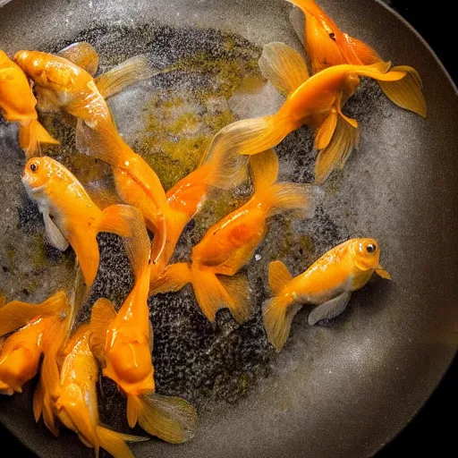 Image similar to high resolution photo of goldfish, michelin star, very tasty, food photography, instagram, trending