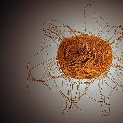 Image similar to flying spaghetti monster floating inside beautiful apartment