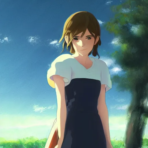 Image similar to emma watson by makoto shinkai