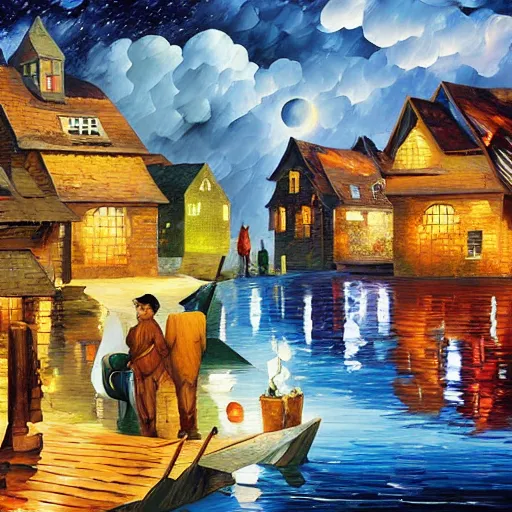 Image similar to village by james christensen, rob gonsalves, paul lehr, leonid afremov and tim white