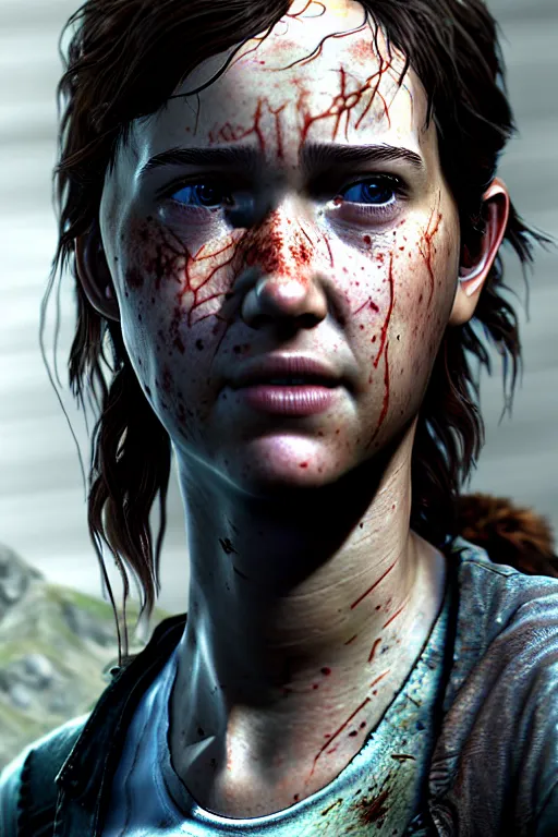 Prompt: ultra realistic facial portrait of ellie from the last of us part 2, digital art, character portrait, highly detailed, trending on artstation, lens flare, atmosphere, hyper realistic, cinematic lightning, sharp focus, unreal engine 5, extreme details perfect face, pretty face, fine - face, illustration, 8 k, ultra texture