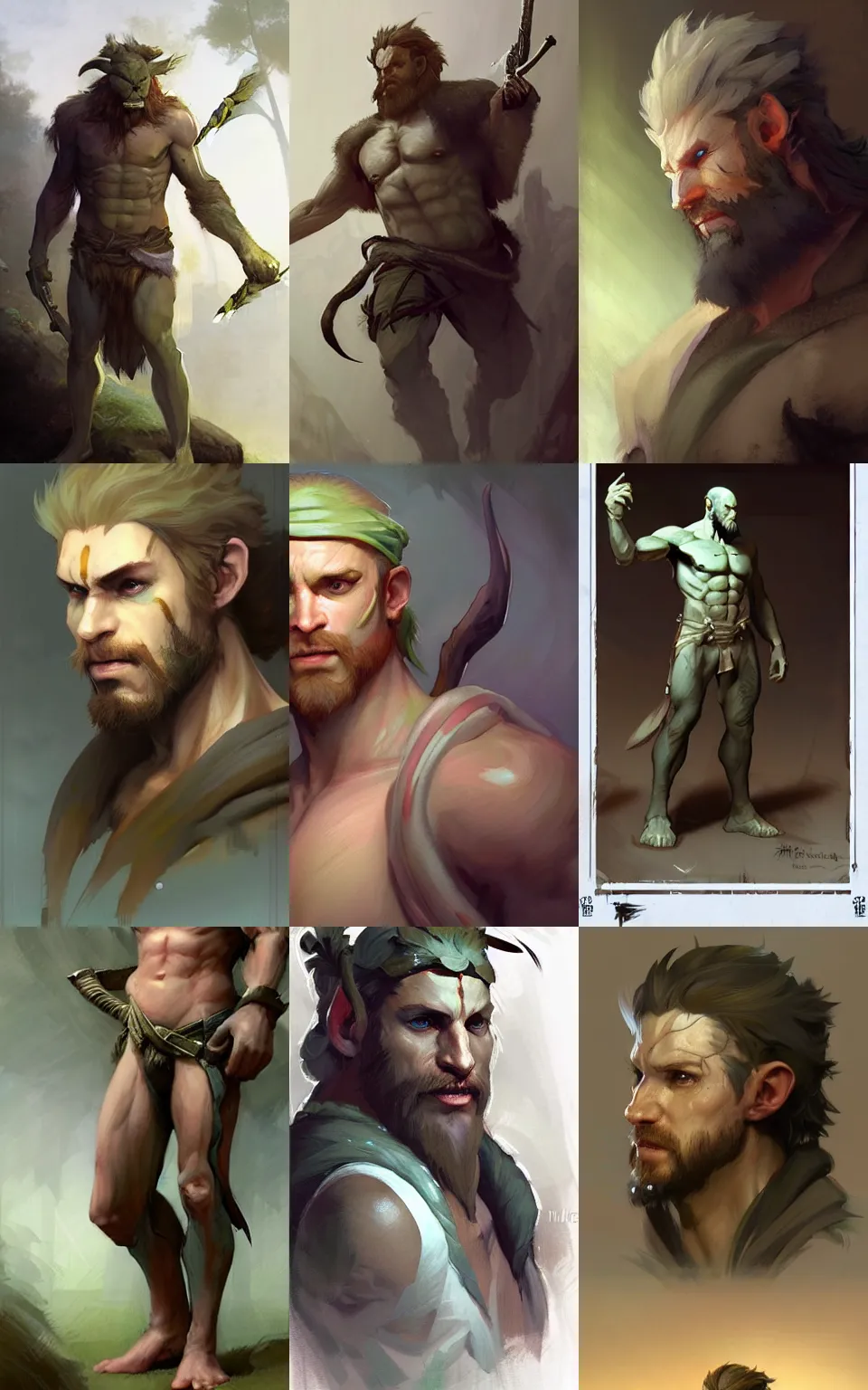 Prompt: character concept portrait, male firbolg druid, style digital painting, concept art, smooth, sharp focus, illustration, from metal gear, by ruan jia and mandy jurgens and william - adolphe bouguereau, artgerm