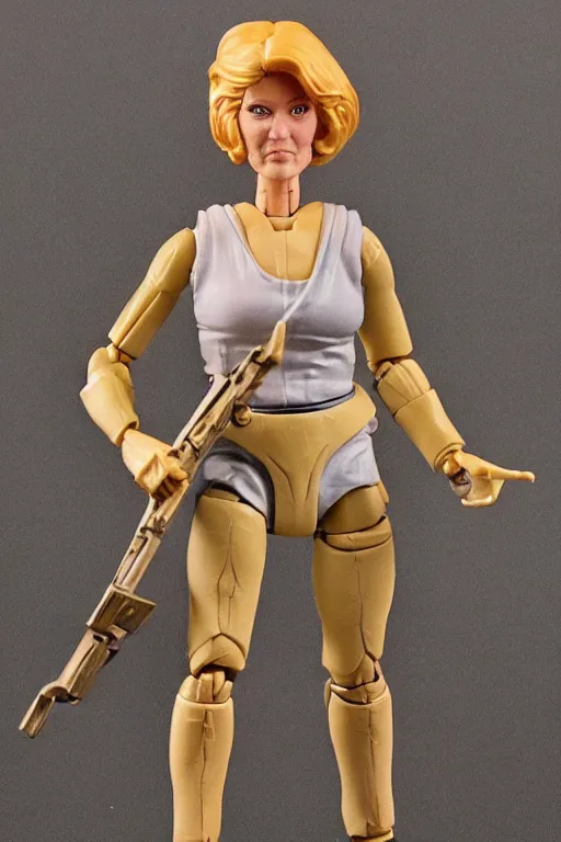 Image similar to 1 9 8 6 kenner female action figure, 5 points of articulation, perfect human female proportions, sci fi, 8 k resolution, high detail, front view, t - pose, space, star, he - man, gi joe, he man, warhammer 4 0 0 0