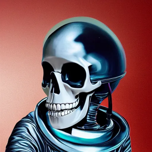 Prompt: a skull that looks like a spacesuit helmet