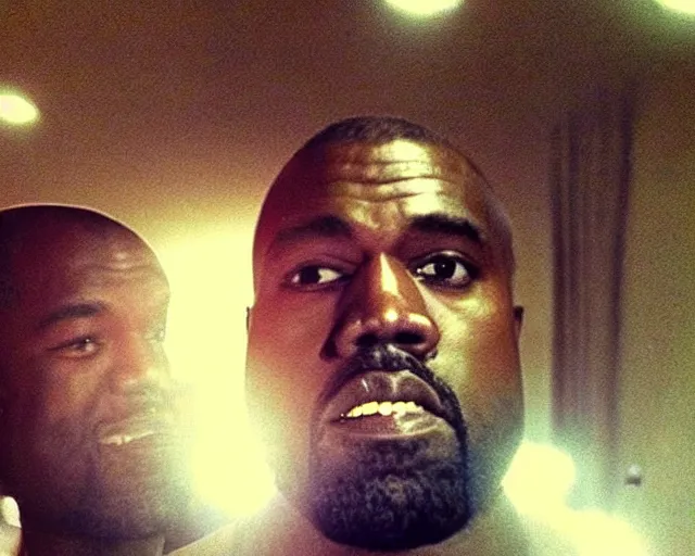 Image similar to my uncle that look like Kanye West if he was poor asf accidentally taking a selfie with the front camera lol, camera flash is so bright in his face, viral, selfie, viral on twitter, viral on instagram, viral photo