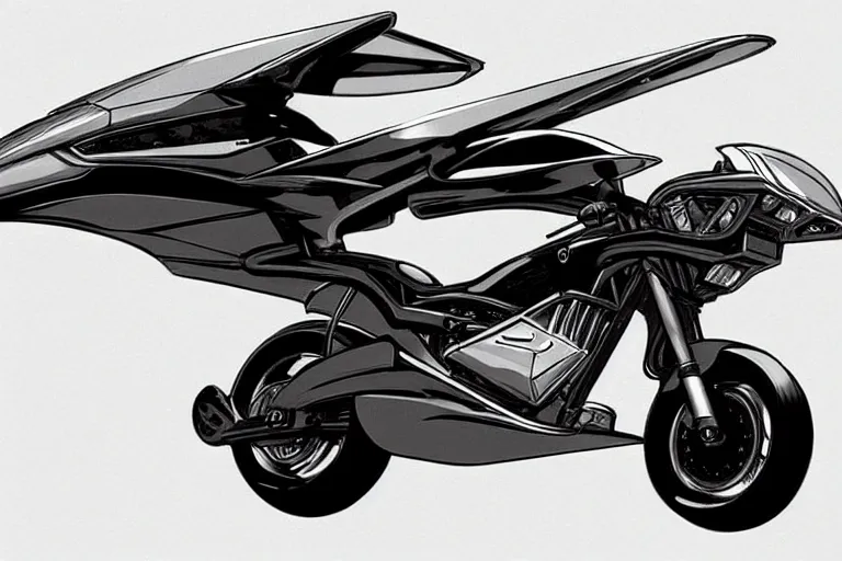 Image similar to cyberpunk hoverbike parked on city sidewalk concept art by syd mead