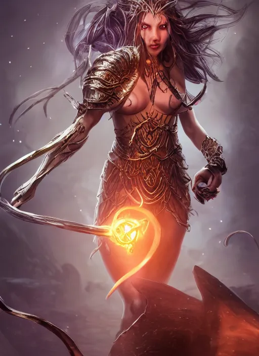 Image similar to fistfighting female goddess, ultra detailed fantasy, elden ring, realistic, dnd character portrait, full body, dnd, rpg, lotr game design fanart by concept art, behance hd, artstation, deviantart, global illumination radiating a glowing aura global illumination ray tracing hdr render in unreal engine 5