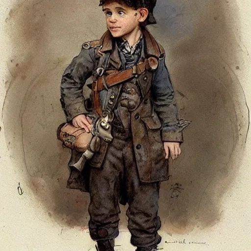 Image similar to (((((portrait of boy dressed as steampunk explorer scientist . muted colors.))))) by Jean-Baptiste Monge !!!!!!!!!!!!!!!!!!!!!!!!!!!