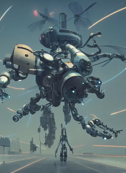 Image similar to robotic cyber dragonfly, nuclear powered, detailed, futuristic, cory loftis, james gilleard, atey ghailan, makoto shinkai, goro fujita, studio ghibli, rim light, exquisite lighting, clear focus, very coherent, plain background