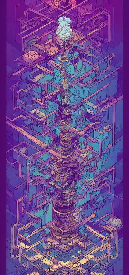 Image similar to arcane twisted turn of fate abstraction, centered award winning ink pen illustration, isometric abstract illustration by dan mumford, edited by craola, technical drawing by beeple and tooth wu, tiny details by artgerm and watercolor girl, symmetrically isometrically centered