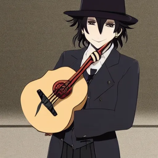 Prompt: Dazai from Bungou Stray Dogs with a mariachi hat