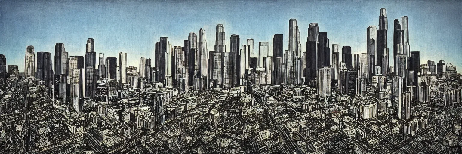 Image similar to “ landscape of downtown la by h. r. giger ”