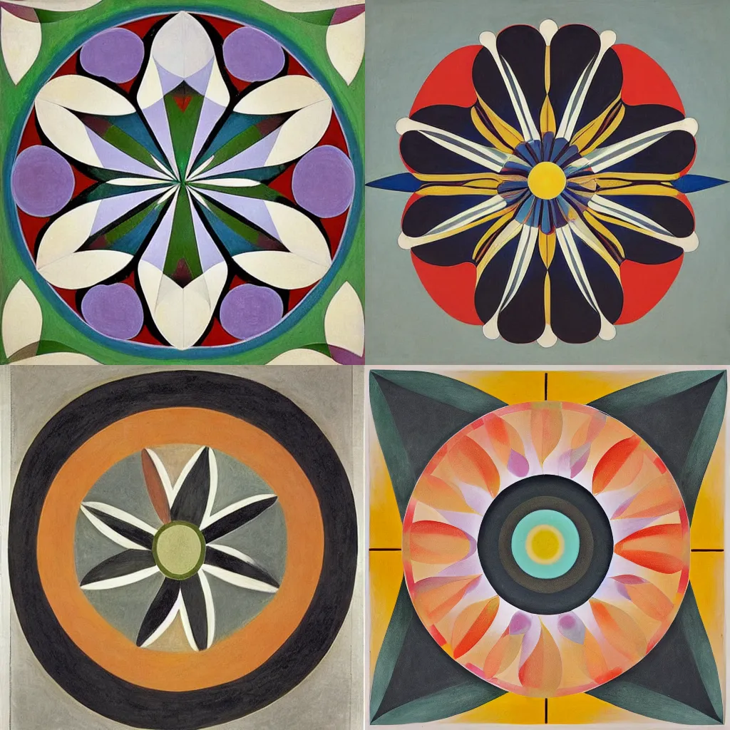 Prompt: stunning abstract geometric flower by hilma af klint