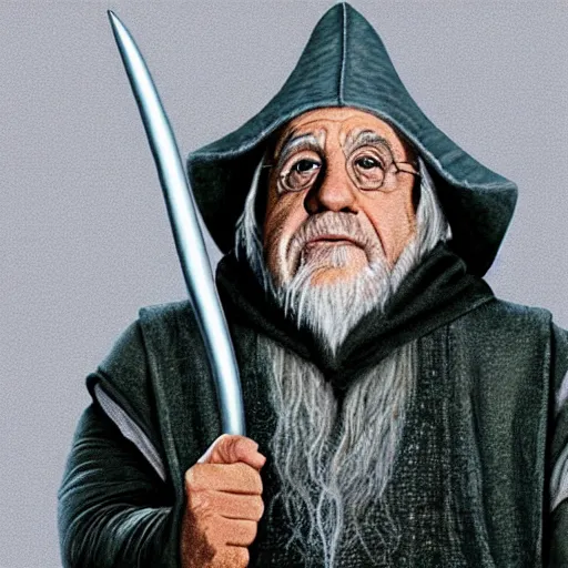 Image similar to portrait of danny devito as gandalf the white, lord of the rings, full body, hyper realistic, high quality, wide angle, always sunny in philadelphia