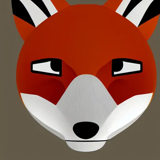 Image similar to an abstract, simplified icon depicting a fox's head, eyes open, white background, elegant, award-winning, clever, render, blender, 3d, high quality, app, ios