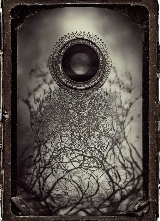 Image similar to old wetplate daguerreotype birth of a new life, fractal, intricate, elegant, highly detailed, parallax, leica, medium format, subsurface scattering, by jheronimus bosch and greg rutkowski and louis jacques mande daguerre