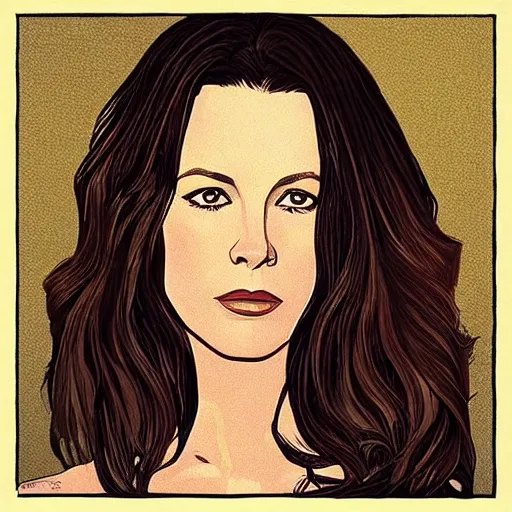 Image similar to “ kate beckinsale retro minimalist portrait by jean giraud, moebius starwatcher comic, 8 k ”