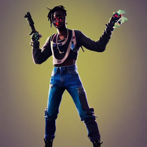 Image similar to Playboy Carti as a fortnite skin, hyper realistic, high detalied, 8k, artstation, digital art,