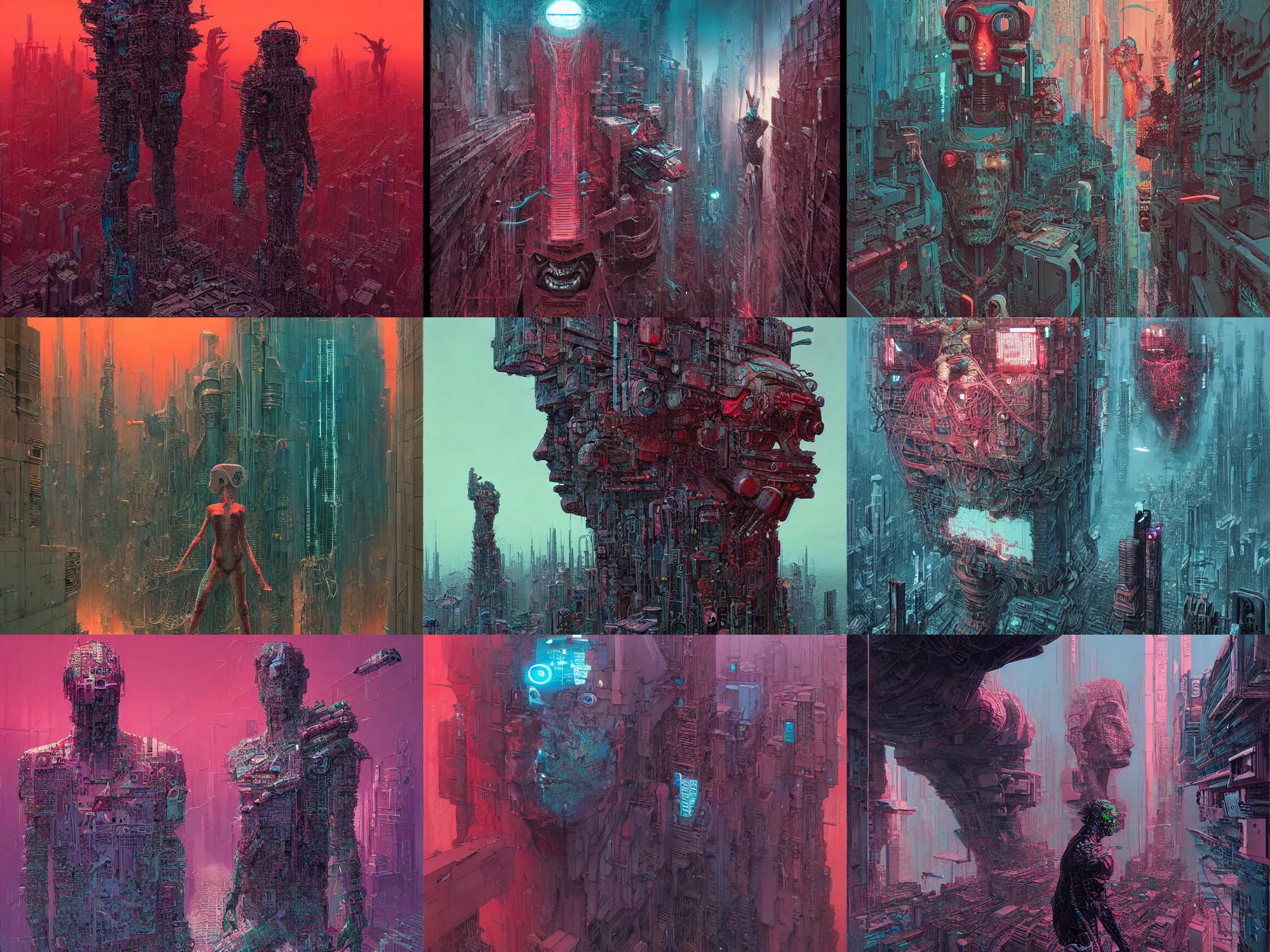 Image similar to cyberpunk art by josan gonzalez and zdzislaw beksinski.