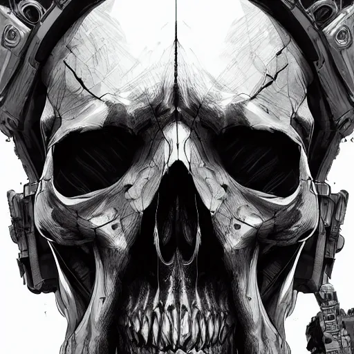 Image similar to a menacing skull face somali space pirate, Apex Legends character digital illustration portrait design, by android jones, detailed, cinematic lighting, wide angle action dynamic portrait