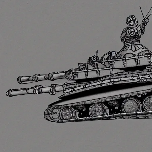 Prompt: daoist battle tank painted in white and black yin - yag symbol blasting away at dystopia, cosmos backdrop, detailed pencil drawing escher style xenopunk alien aesthetics