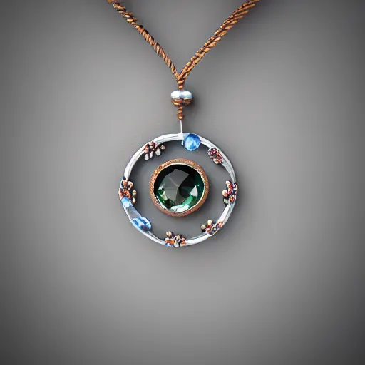 Prompt: intricate! organic, nordic wedding ring, necklace, gemstones, isolated on a dreamy floral background, refraction, occlusion, lower and upper levels, keyshot render, octane render, vray render