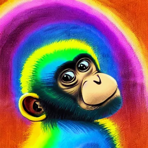 Prompt: a rainbow monkey