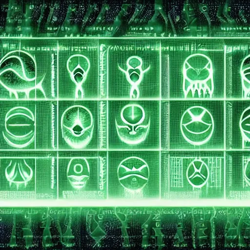 a wall full of random alien symbols from the matrix in | Stable ...