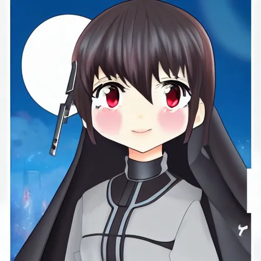 Image similar to Darth Vader as a cute anime girl