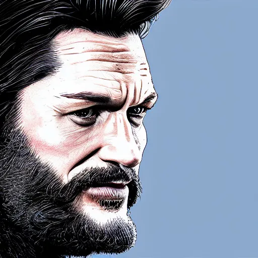 Image similar to tom hardy as wolverine from x - men digital art 4 k detailed super realistic