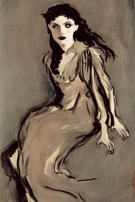 Image similar to portrait of hannah murray as delirium of the endless, the sandman by walter sickert, john singer sargent, and william open