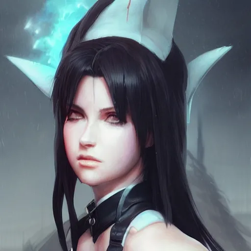 Image similar to kerli koiv as tifa lockhart, character headshot concept art, sharp, digital matte painting, art by artgerm, greg rutkowski, wlop, dramatic lighting, trending on artstation