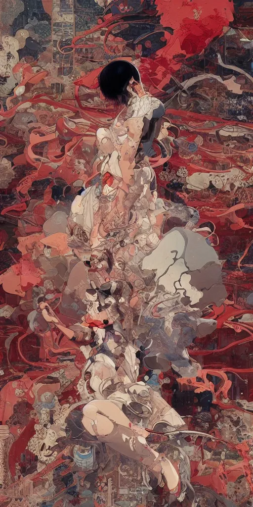 Image similar to orientalism painting by james jean and katsuhiro otomo and erik jones, inspired by akira anime, smooth texture, intricate oil painting, high detail illustration, sharp high detail, long exposure city pop