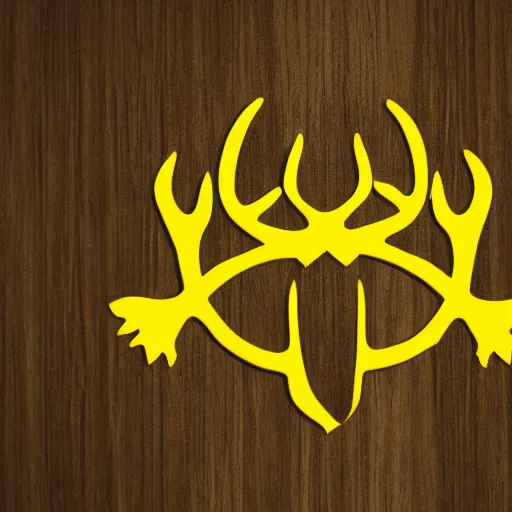 Prompt: a yellow moose logo, looking to the side, maple leaf antler, logo